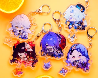 Honkai: Star Rail Character Keychains With Small Charm - Clear Acrylic - Ultra High Quality