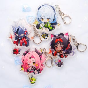 Zenless Zone Zero - Character Art Keychains With Small Bangboo Charm - Clear Acrylic - Ultra High Quality