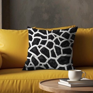 JUNGLE POP | Black White Pillow, Abstract Pillow, Geometric Pillow, Modern Pillow, Spoonflower, Gift, Decorative Pillow, Minimalist Pillow