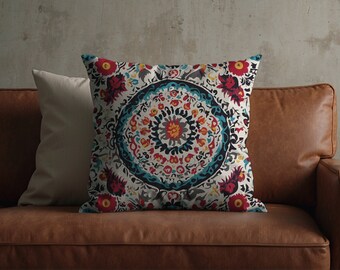MAROCKANSK MOSIAK | Abstrakt flerfärgad kudde, geometrisk design, gåva henne, vibrerande flerfärgad kudde, skedblomma, designkudde, boho kudde