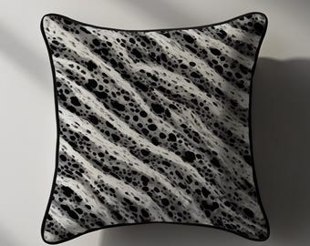 SHADOW | Soft Velvet Pillow, Free Shipping, Fantasy Print, Black Piping, Reversible Design, Feather Insert, Dorm Decor, Velour, Luxe, Gift