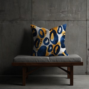 PALETTE PREDATOR | Orange Blue Leopard Print Throw Pillow, Abstract Animal Print Pillow, Animal Print Home Decor, Spoonflower, Cheetah Print