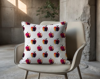 APPLE | Artistic Polyester Throw Pillow with Insert, Colorful Modern Home Accent