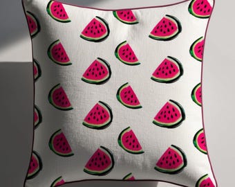VATTENMELON | Skimrande sammetskudde - Saftig sommarvibb, flera storlekar, plyschkomfort, lekfull heminredning, sommarkudde, rolig kudde