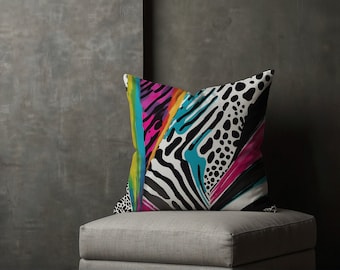 NOIR COLOR POP | Abstrakt färgglad kudde, livfull retrokudde, nyckfull, lekfull heminredning, modern kudde, djurmönster