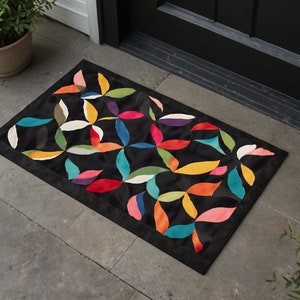 POPPIN PETALS | Wysokiej jakości wielokolorowa wycieraczka, 29&quot; X 20&quot;, wodoodporna wycieraczka wejściowa, wzór tęczy, wycieraczka do wewnątrz i na zewnątrz, antypoślizgowa, prezent