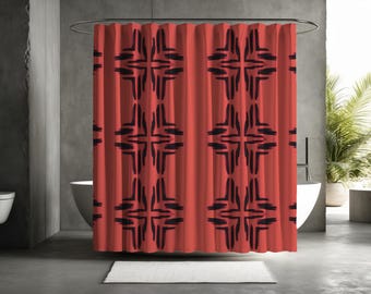 CORAL CROSSING | Shower Curtain - Geometric Elegance, Durable, Quick-Drying, 71"x74", Modern Bathroom Accent, Free Shipping, Dorm Decor