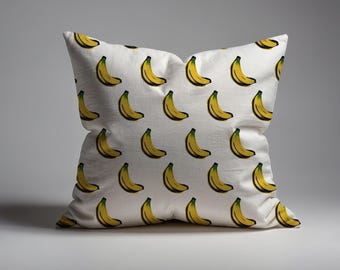 BANANA | Premium Polyester Throw Pillow, Double-Sided Funky Fruit Print, Multiple Sizes, Includes Insert, Dorm Decor, Free Shipping, Fruit