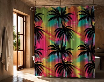 HULA HOOP | Shower Curtain - Vibrant Palm Paradise, Durable, Quick-Drying, 71"x74", Tropical Bathroom Accent, Free Shipping, Dorm Decor