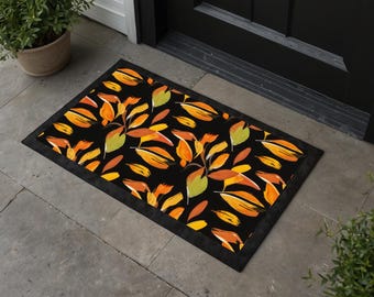 HERFSTBREEZE | Seizoensdeurmat, hoge kwaliteit, herfstkleuren, 29 x 20 inch, duurzame entreemat, binnen en buiten, antislip, bladpatroonontwerp