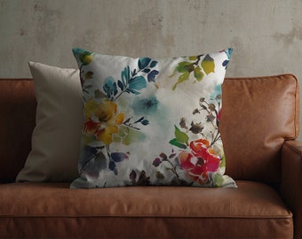 PASTEL PETALS | Delicate Watercolor Floral Pillow - Gift for Her, Serene Home Decor, Decorative Pillow, Spring Pillow, Elegant Throw Pillow