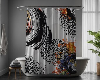INKSTORMZ | Shower Curtain - Abstract Design, Durable, Quick-Drying, 71"x74", Abstract Art Bathroom Accent, Men's Shower Curtain, Dorm Decor