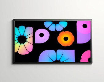 Dörrmatta med neonmotiv och blommönster | Modern, tonad dörrmatta med blommor