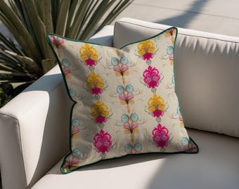 SHEEBA | Cotton Linen Pillow, Bohemian Floral Print, Multiple Sizes, Insert Options, Free Shipping, Home Accent, Dorm Decor, Thow Pillow