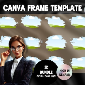 Bleach Effect Distressed Edge Canva Frames Bundle, Photo Collage Sublimation Design PNG, Drag & Drop Photo, Editable Template, Canva Frames