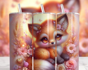 20oz tumbler png Cute Fox Digital Art Print, Adorable Fox Illustration, Nursery Wall Art, Kawaii Fox Decor, Whimsical Animal Art, Fox Poster