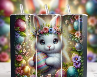 20oz Easter Bunny Tumbler Wrap, Skinny Tumbler Sublimation Design, Easter Tumbler Wrap, Egg Easter Tumbler PNG, Easter eggs Digital Download