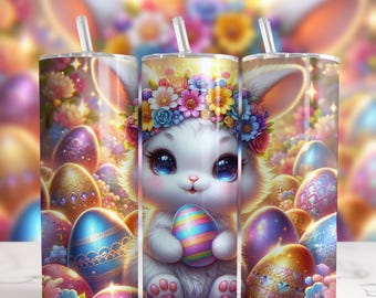 20oz Easter Bunny Tumbler Wrap, Skinny Tumbler Sublimation Design, Easter Tumbler Wrap, Egg Easter Tumbler PNG, Easter eggs Digital Download