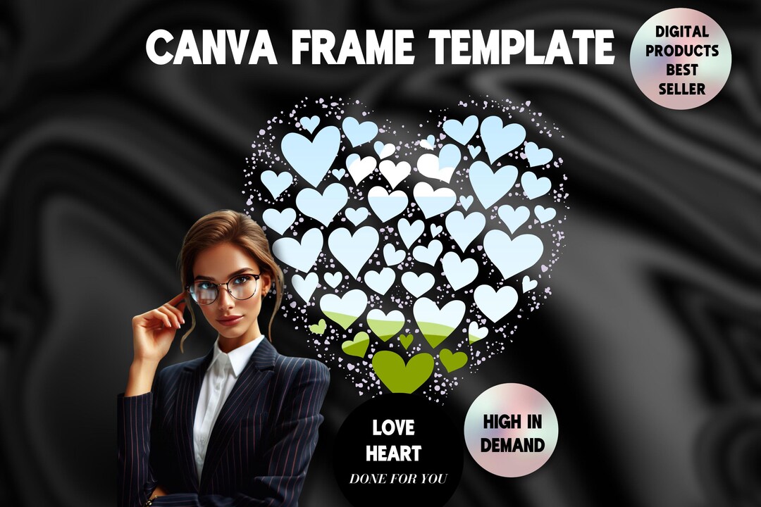 Love Heart Canva Frames Template Bundle, Photo Collage Sublimation ...