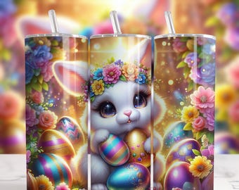 20oz Easter Bunny Tumbler Wrap, Skinny Tumbler Sublimation Design, Easter Tumbler Wrap, Egg Easter Tumbler PNG, Easter eggs Digital Download