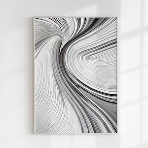 Abstract digital art printable | neutral wall art | waves | one line art print | minimalist art print | home office decor | digital download