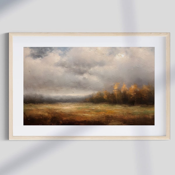 Fall Landscape Oil Painting / Vintage Rustic Country Decor Digital Art PRINTABLE