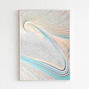 Abstract digital art printable | neutral wall art | waves | one line art print | minimalist art print | home office decor | digital download