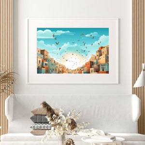 Palestinian Village Wall Art, Palestine Digital Print, Gaza Wall Art, Abstract Palestinian Art, Arab Wall Art, Instant Digital Download