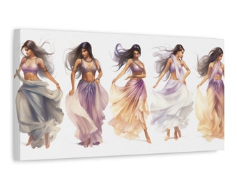 Belly Dancers Art on  Matte Canvas, Stretched, 1.25", Belly Dance Print, Belly Dance Gifts, Home Decor, Dance Lover, Canvas Prints, Wall Art