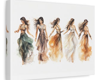 Belly Dancers Art on  Matte Canvas, Stretched, 1.25", Belly Dance Print, Belly Dance Gifts, Home Decor, Dance Lover, Canvas Prints, Wall Art
