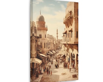 Vintage Basar Leinwand Druck, arabische Kunst, nahöstliche Kunst, Palästina Kunst, arabische Wandkunst, Leinwand Galerie Wraps, Wüste Wandkunst