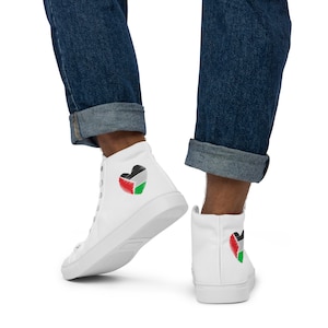 Palästina Herren High Top Segeltuchschuhe, Free Palestine Schuhe, Palästina Schuhe, palästinensische Schuhe, Palästina Herz, Herrenschuhe
