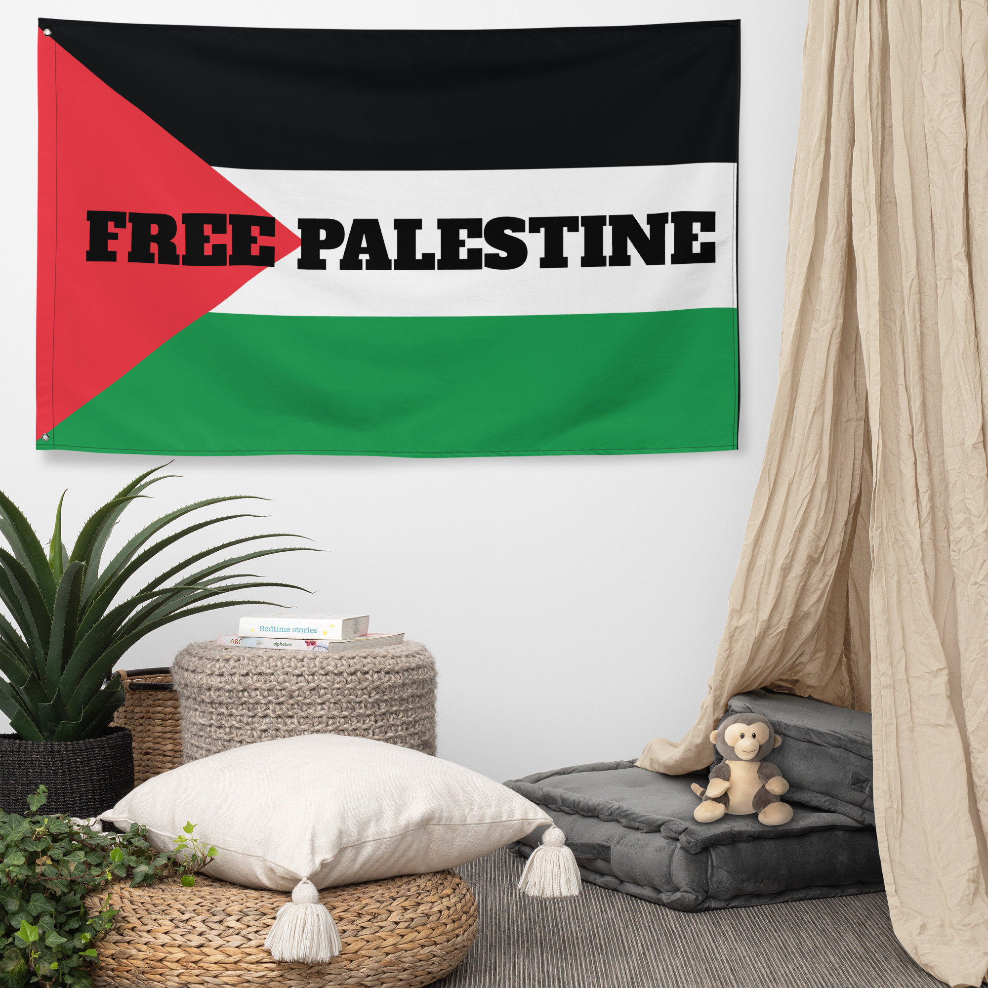 Palästina-Flagge Mit Faust-Motiv – 90x150 Cm Aus Polyester, Wetterfest Für Garten, Hof & Außenbereich