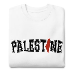 Palästina Karte Unisex Premium Sweatshirt 5 Farben, Free Palästina Pullover, palästinensisches Sweatshirt mit Rundhalsausschnitt
