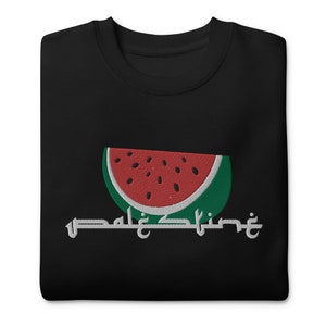 Palestine Watermelon Embroidered Unisex Premium Crewneck Sweatshirt, 8 Colors, Palestine Crewneck, Free Palestine Sweater