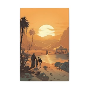 Bedouin Canvas Print, Desert Wall Art, Arab Wall Art, Middle Eastern Art, Sunset Wall Art, Arabian Art, Camel Wall Art, Gift for Home