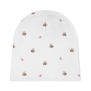 Bee and Butterfly Baby Beanie, Bees Baby Beanie, Butterfly Baby Beanie, Baby Hat, Gift for Baby, Baby Shower Gift, Baby Gift, Baby Girl