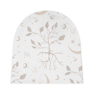 Bonnet pour bébé lune et étoiles brun clair, bonnet pour bébé céleste, bonnet pour bébé, chapeau pour bébé, cadeau pour bébé, cadeau de baby shower, cadeau pour bébé, bébé fille