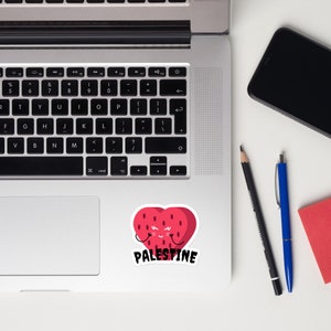 Palestine Watermelon Heart Bubble-free Vinyl Stickers, 3 Sizes, Palestine Sticker, Laptop Decal, Water Bottles Decals, Free Palestine