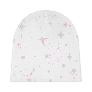 Pink Zodiac Baby Beanie, Celestial Baby Beanie, Constellation Baby Beanie, Baby Hats, Gift for Baby, Baby Shower Gift, Baby Gift, Baby Girl