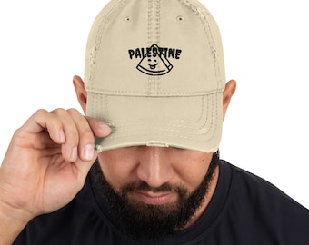 Palestine Watermelon Logo Haftowane Zniszczone Czapki Taty, Czapka Palestyna, Zniszczone Czapki, Palestyńskie, Haft, Solidarność