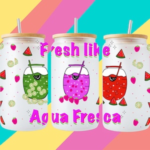 Aguas fresca, glass wrap, png, cucumber water, mexican drinks, PNG, sublimation file, cup wrap, Sandia png, fresh watermelon png