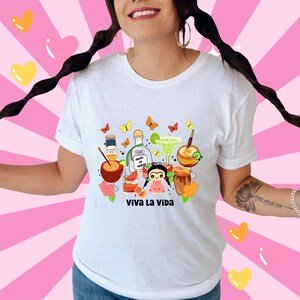 Frida, mexikanische Puppe, Margarita, Paloma, Tequila Cocktail, Schmetterlinge, Michelada PNG, Boracha, digital herunterladbare Datei, trendiges T-Shirt Bild 2