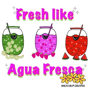 Agua Fresca, fresh, Mexican drinks,png digital download,  Sublimation file, digital file, png, transfer file, Sandia, cucumber water, fresa