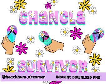 Chancla survivor png digital file, Mexican culture,  tshirt design, tote design, slipper png, daisy png, Mexican mom problems