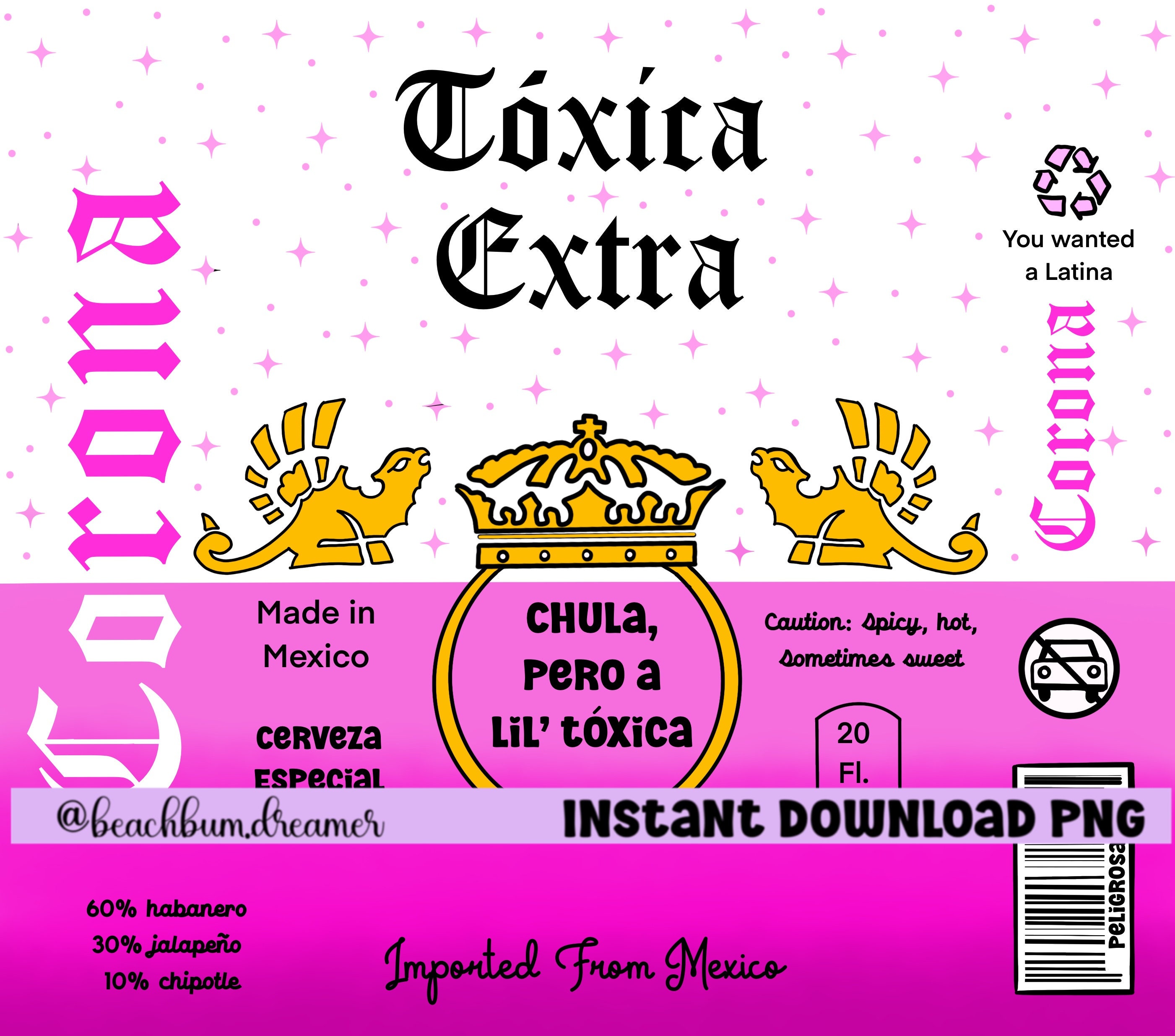 20 Oz Corona Beer Mexican Beertoxica Tumbler Wrap PNG - Etsy