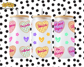 Corazones de caramelo de San Valentín png, png mexicano, chingona, nalgona, envoltura de vidrio, envoltura de taza, png del Día de San Valentín, corazones png