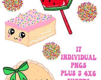 Clip Art, collations mexicaines png, churros, concha, empanada, Mazapan, duvalin, pink cake, PNGs, clipart numérique, conception de tshirt,