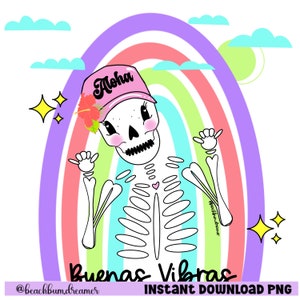 Buenas Vibras, good vibes, skull, creepy cute,  PNG, tshirt png, tote png, sublimination,digital downloadable file