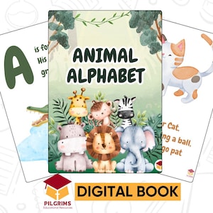 Tier Alphabet Gedichte Kinder Alphabet Karten Tier ABC Kinder Kurze Gedichte Tierliebhaber Kinder Alphabet-Buch Druckbare ABC-Karten